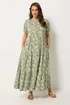 Yours Curve Green Floral Tiered Maxi Dress - 16 Image 1