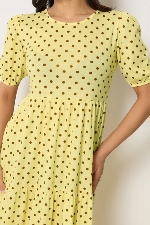 PixieGirl Petite Yellow Polka Dot Tiered Maxi Dress - 14 Image 4