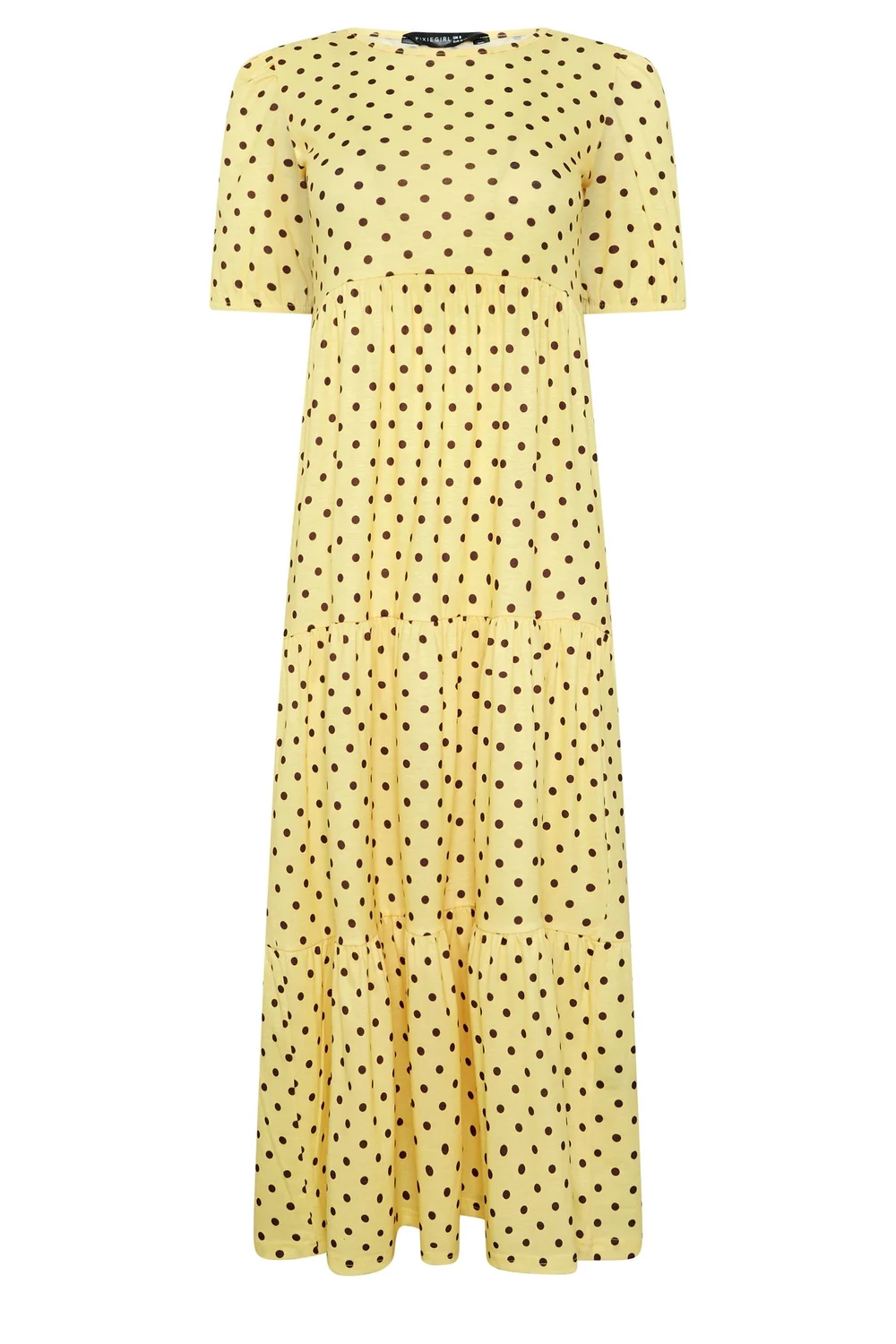 PixieGirl Petite Yellow Polka Dot Tiered Maxi Dress - 14 Image 5