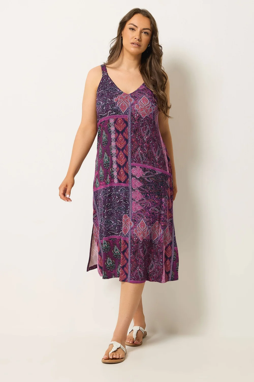 Yours Curve Purple Paisley Throw On Dress - 22-24 Image 2