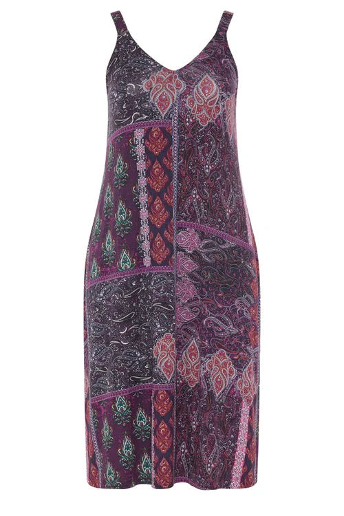 Yours Curve Purple Paisley Throw On Dress - 22-24 Image 5