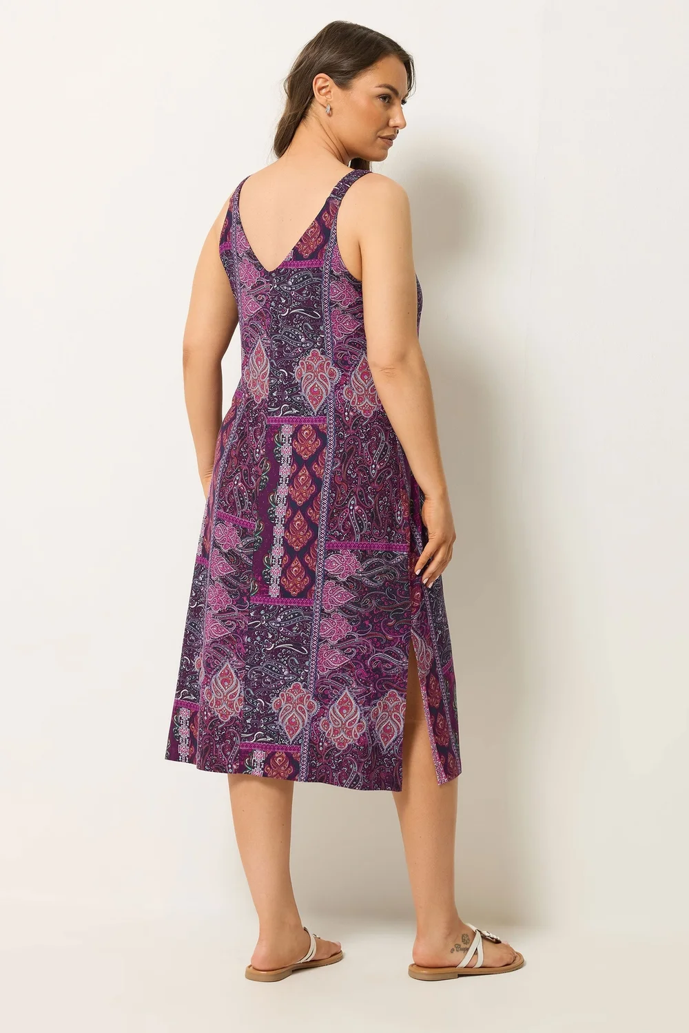 Yours Curve Purple Paisley Throw On Dress - 22-24 Image 3