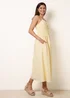 Blue Vanilla Yellow Ruched Binding Strappy Midi Dress - L Image 1