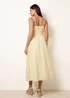 Blue Vanilla Yellow Ruched Binding Strappy Midi Dress - L Image 4