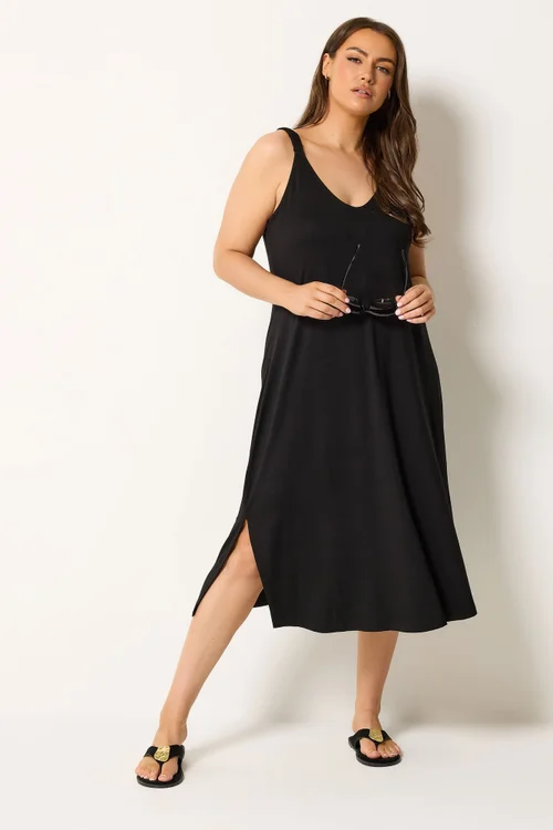 Yours Curve Black Throw On Dress - 14-16 Image 1