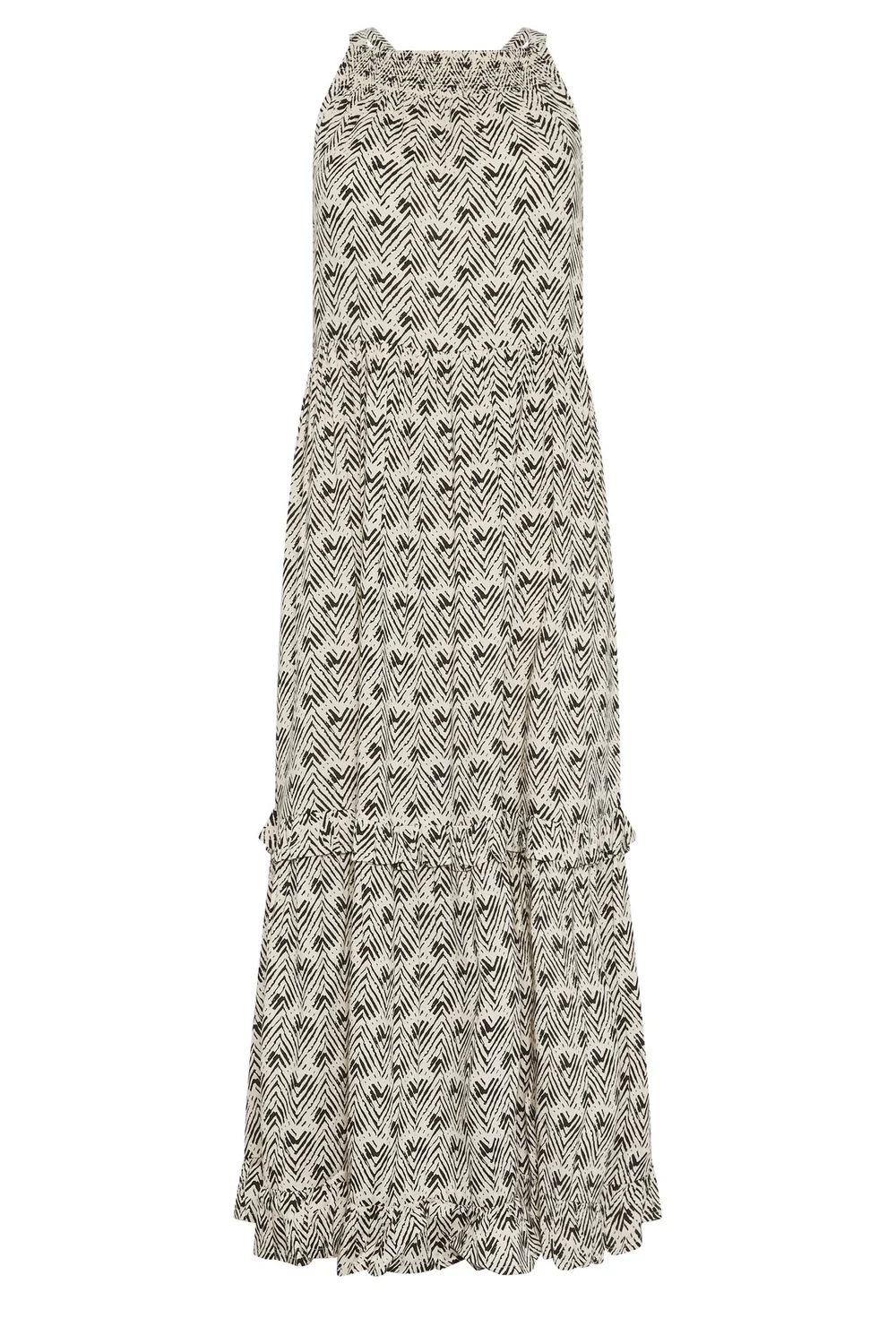 PixieGirl Petite White Zig Zag Halter Neck Maxi Dress - 12 Image 5