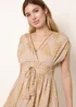 Blue Vanilla Beige Wrap Front Beaded Dress - L Image 2