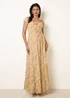 Blue Vanilla Yellow Double Front Tie Shirred Ditsy Floral Maxi Dress - S Image 1