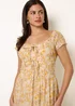 Blue Vanilla Yellow Double Front Tie Shirred Ditsy Floral Maxi Dress - S Image 2