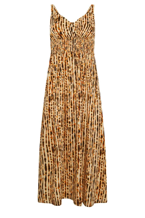 PixieGirl Petite Brown Tie Dye Wrap Maxi Dress - 10 Image 5