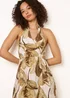 Blue Vanilla Brown Leaf Print Halter Neck Dress - M/L Image 3