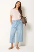 Yours Curve Blue Cropped Wide Leg Jeans - 22 Image 3
