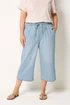 Yours Curve Blue Cropped Wide Leg Jeans - 22 Image 1