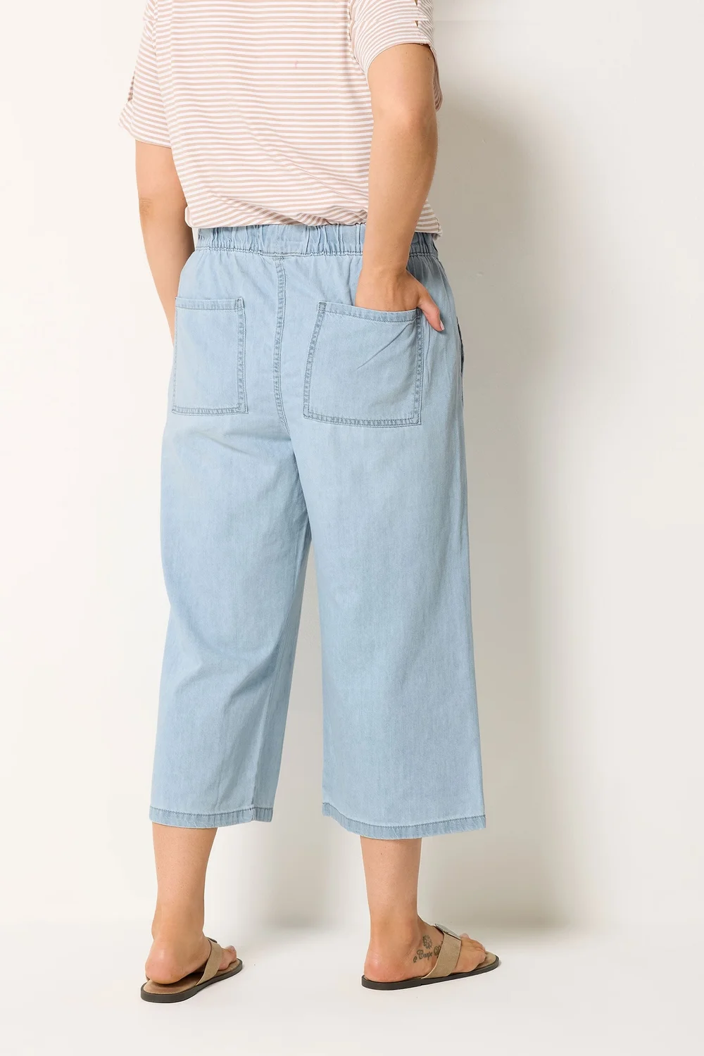 Yours Curve Blue Cropped Wide Leg Jeans - 22 Image 5