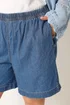 Yours Curve Mid Blue Elasticated Denim Shorts - 14 Image 4
