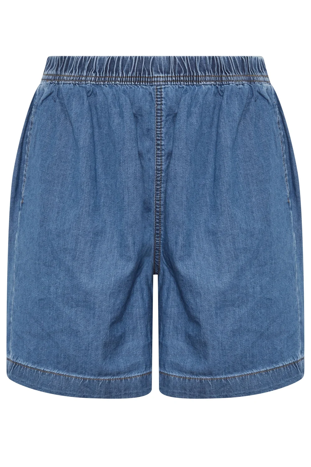 Yours Curve Mid Blue Elasticated Denim Shorts - 14 Image 5
