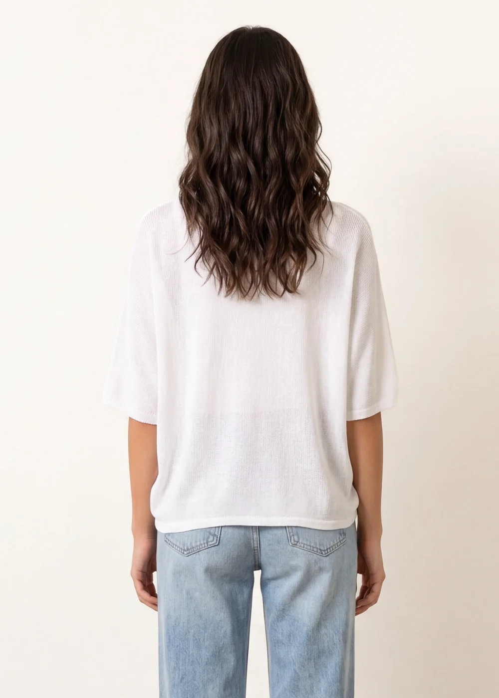 Blue Vanilla White Thin Knit Button Front Boxy Cardigan - One Size Image 4