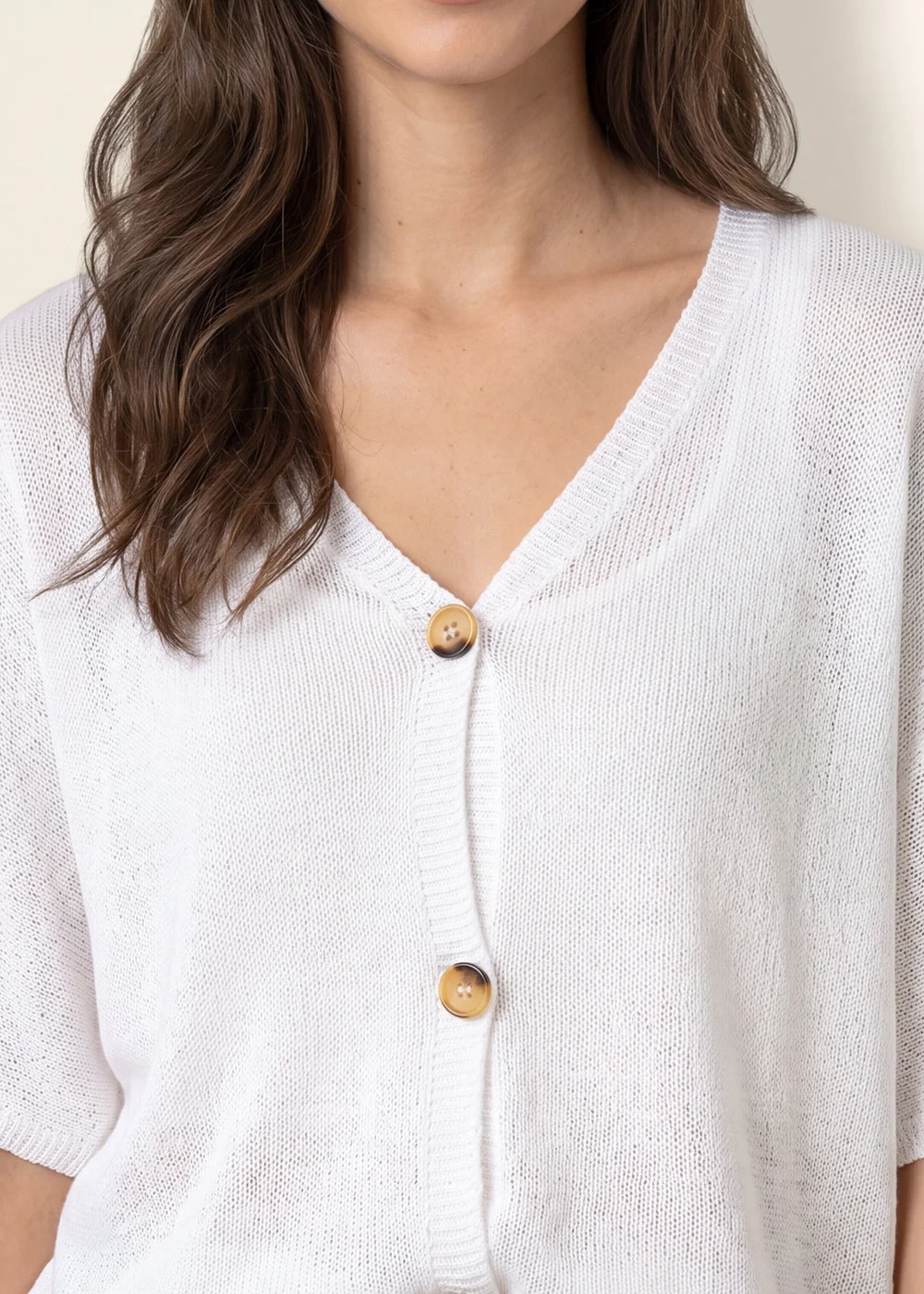 Blue Vanilla White Thin Knit Button Front Boxy Cardigan - One Size Image 3