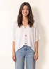 Blue Vanilla White Thin Knit Button Front Boxy Cardigan - One Size Image 1