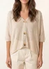 Blue Vanilla Beige Thin Knit Button Front Boxy Cardigan - One Size Image 3