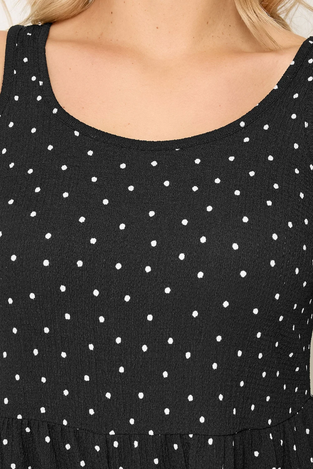 Yours Curve Black Polka Dot Smock Textured Playsuit - 22-24 Image 4