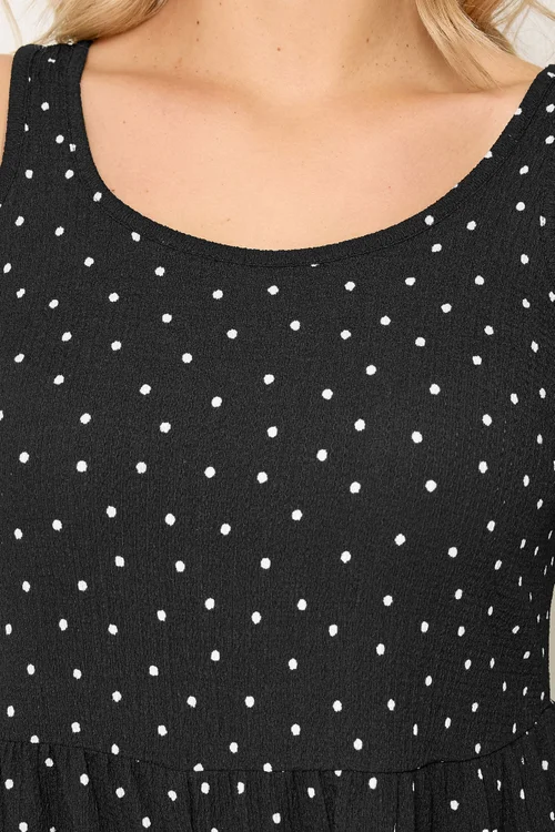 Yours Curve Black Polka Dot Smock Textured Playsuit - 22-24 Image 4