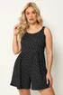 Yours Curve Black Polka Dot Smock Textured Playsuit - 22-24 Image 1