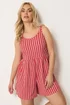 Yours Curve Orange Stripe Textured Playsuit - 30-32 Image 1