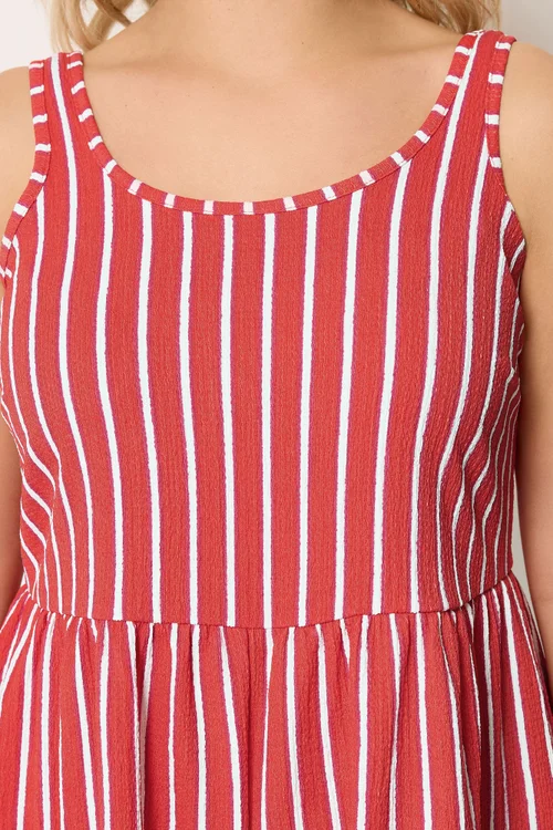 Yours Curve Orange Stripe Textured Playsuit - 30-32 Image 4