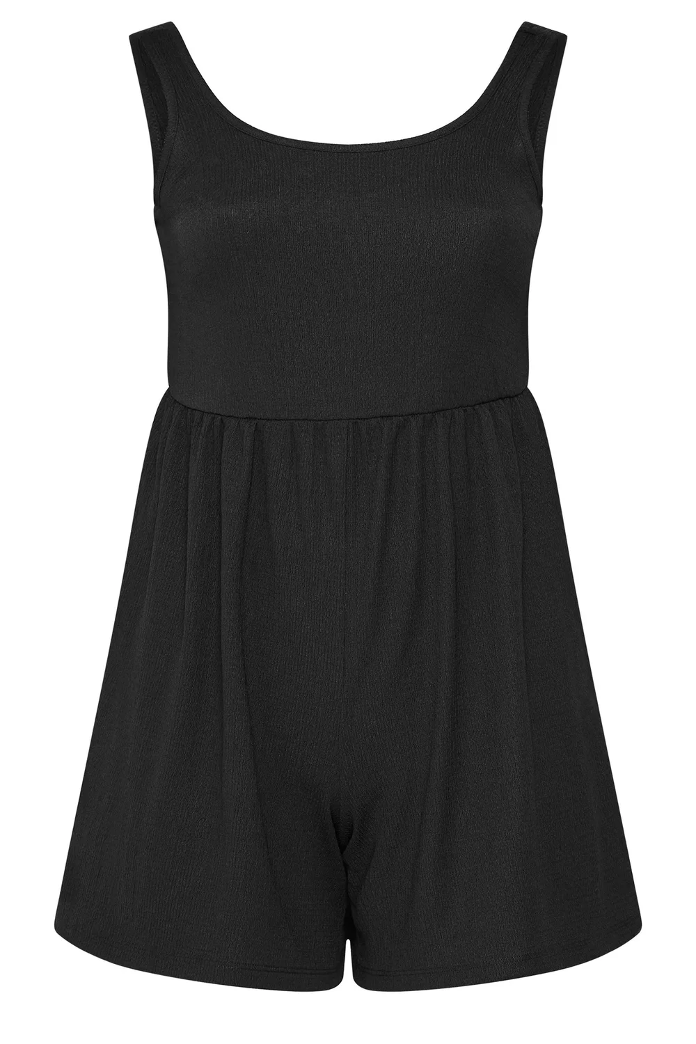 Yours Curve Black Smock Textured Playsuit - 34-36 Image 5