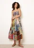 Blue Vanilla Multi Shirred Patchwork Art Bandeau Dress - One Size Image 1