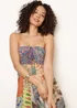 Blue Vanilla Multi Shirred Patchwork Art Bandeau Dress - One Size Image 2
