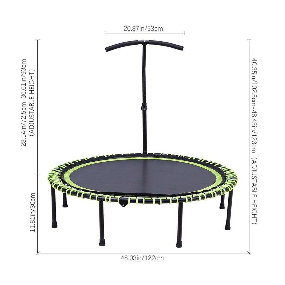 Kidkid 48in Bungee Cords Foldable Round Trampoline with Adjustable T-H&le Bar - One Size Image 2