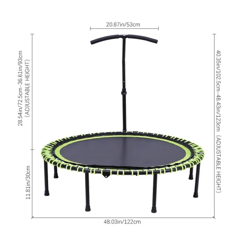 Kidkid 48in Bungee Cords Foldable Round Trampoline with Adjustable T-H&le Bar - One Size Image 2