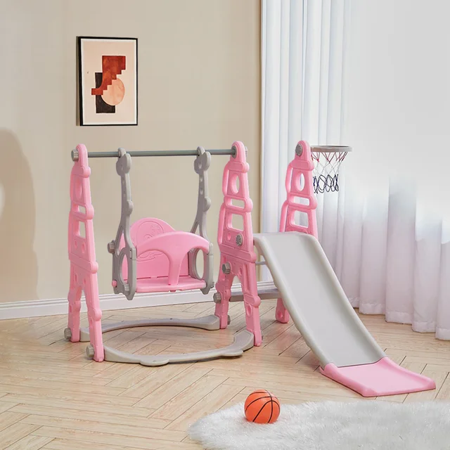 Kidkid Toddler Swing & Slide Set with Basketball Hoop