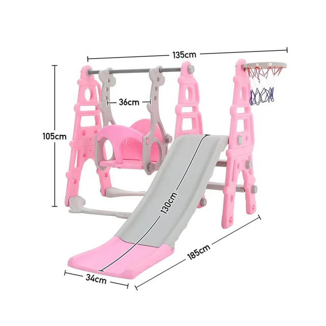Kidkid Toddler Swing & Slide Set with Basketball Hoop