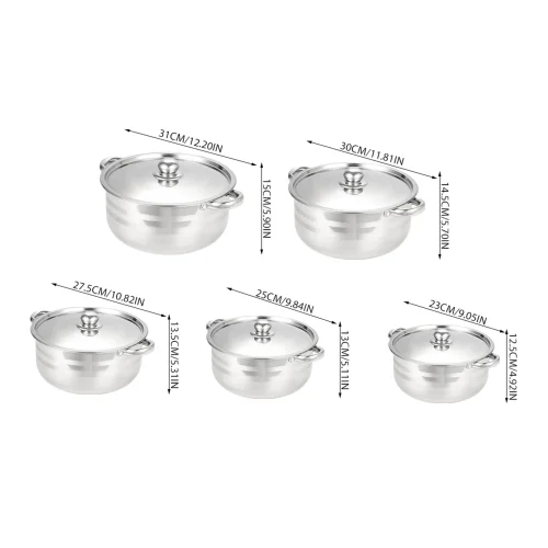 Lifeideas Stainless Steel Cookware Set with Metal Lids - One Size Image 2