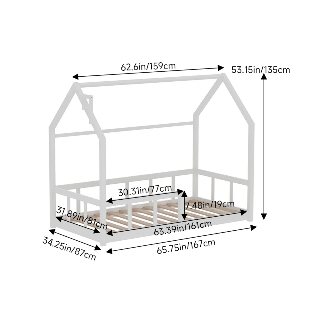 Kidkid White Wooden House Bed Frame - One Size Image 2