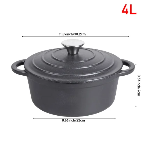 Lifeideas Enameled Cast Iron Dutch Oven Pot with Lid - M Image 2