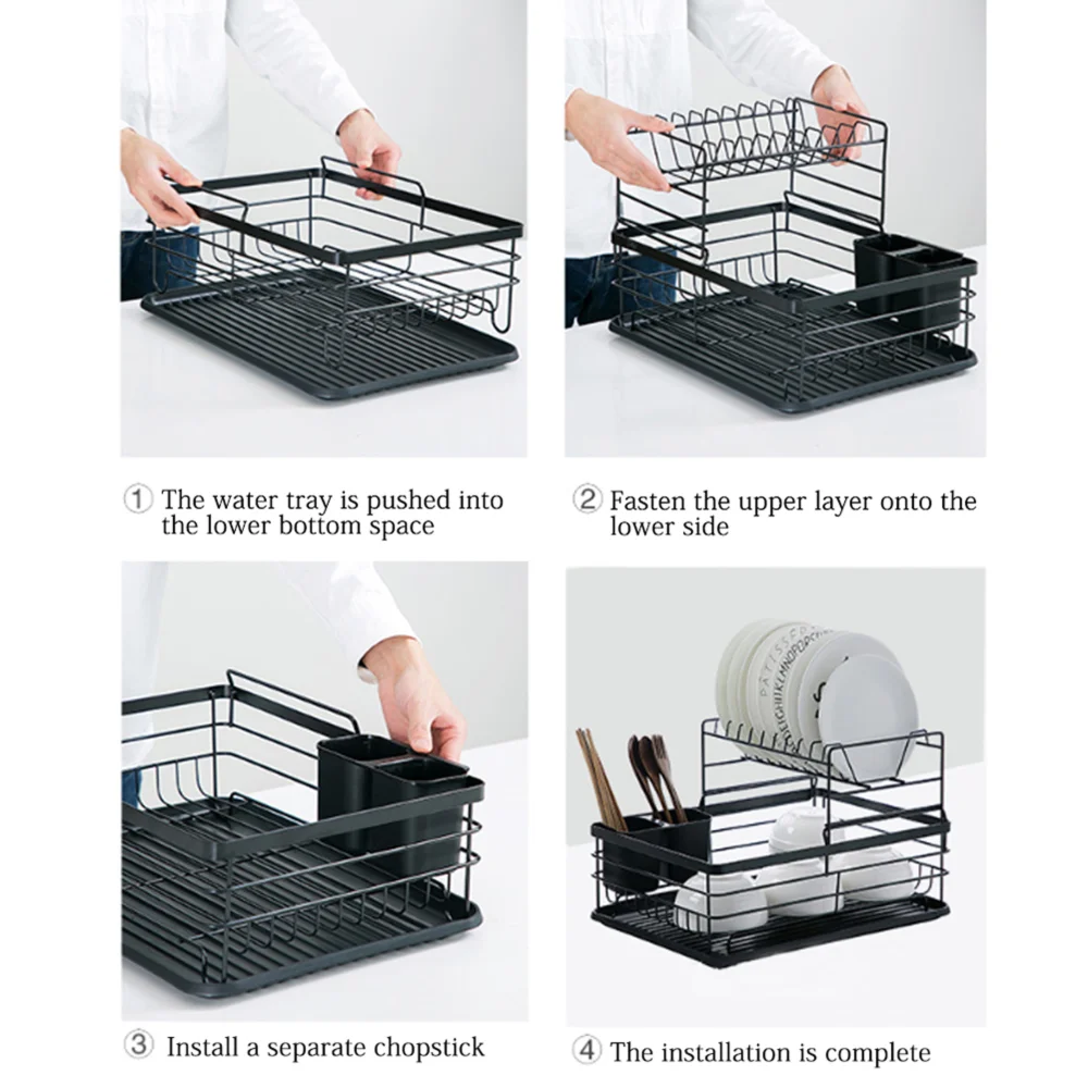 Lifeideas 2-Tier Metal Kitchen Dish Drainer Rack - One Size Image 5