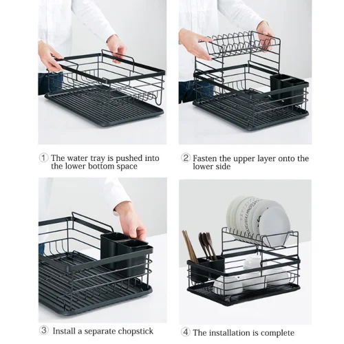 Lifeideas 2-Tier Metal Kitchen Dish Drainer Rack - One Size Image 5