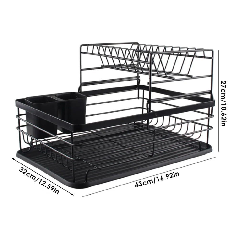 Lifeideas 2-Tier Metal Kitchen Dish Drainer Rack - One Size Image 2