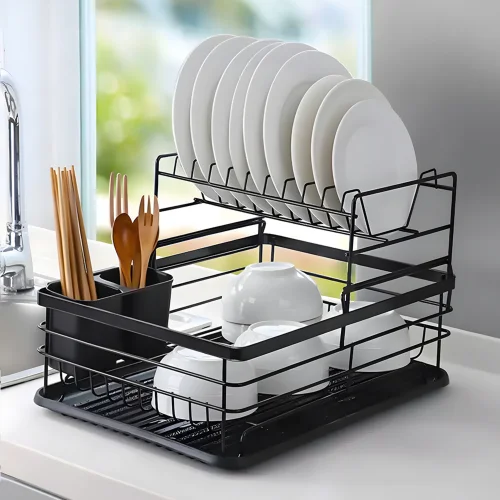 Lifeideas 2-Tier Metal Kitchen Dish Drainer Rack - One Size Image 1