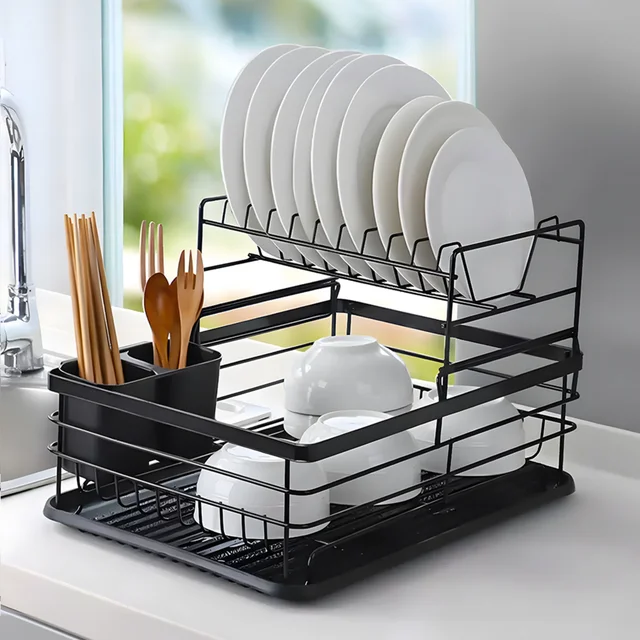 Lifeideas 2-Tier Metal Kitchen Dish Drainer Rack