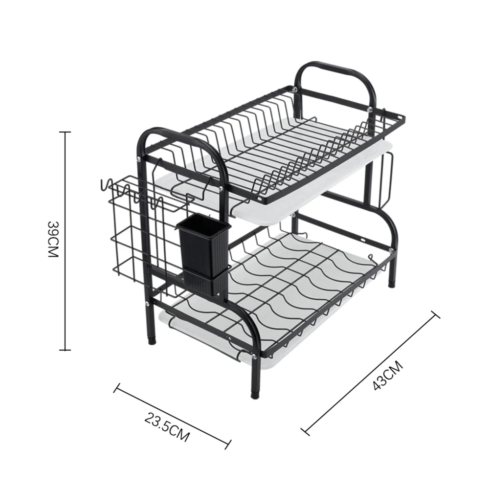 Lifeideas Steel Dish Drying Rack 2-Tier - One Size Image 2