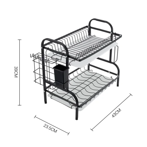 Lifeideas Steel Dish Drying Rack 2-Tier - One Size Image 2