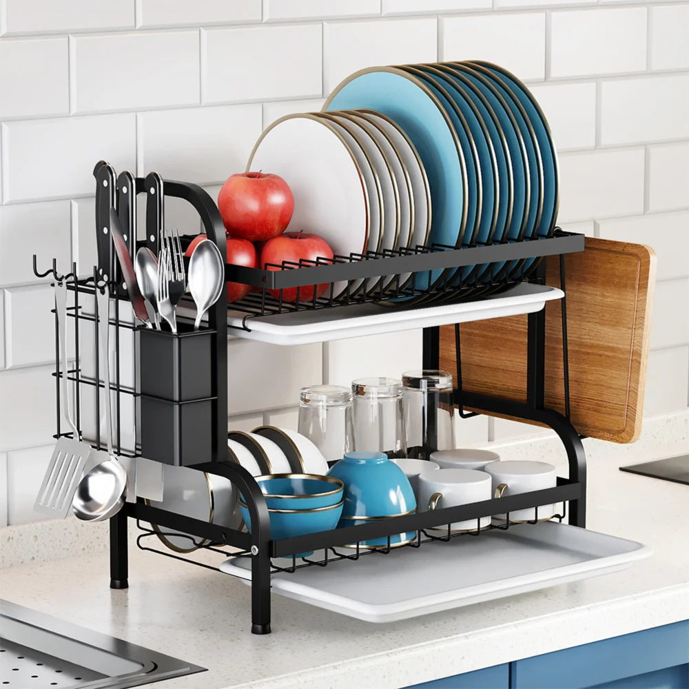 Lifeideas Steel Dish Drying Rack 2-Tier - One Size Image 1