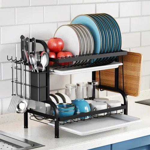Lifeideas Steel Dish Drying Rack 2-Tier - One Size Image 1
