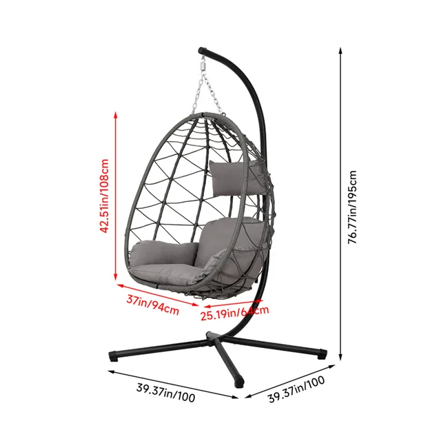 Breeins Swing Egg Chair with Stand & Cushion