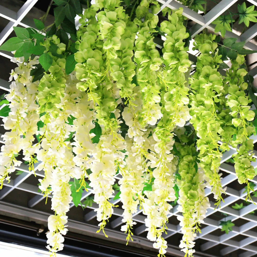 Lifeideas 12pcs Artificial White Wisteria Hanging Vines - One Size Image 3